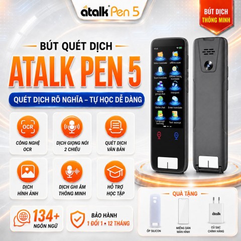 ATalk Pen 5 | Bút dịch 134 ngôn ngữ, tự học dễ dàng