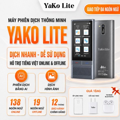 Yako Lite | Máy phiên dịch 2 chiều 138 NGÔN NGỮ online