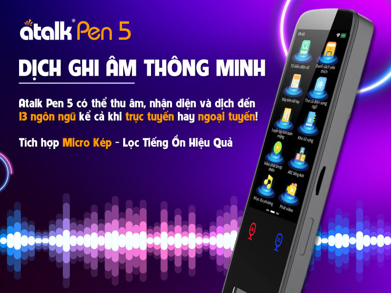 Tính năng dịch ghi âm (Smart Recording) của bút thông dịch đa ngôn ngữ Atalk Pen 5