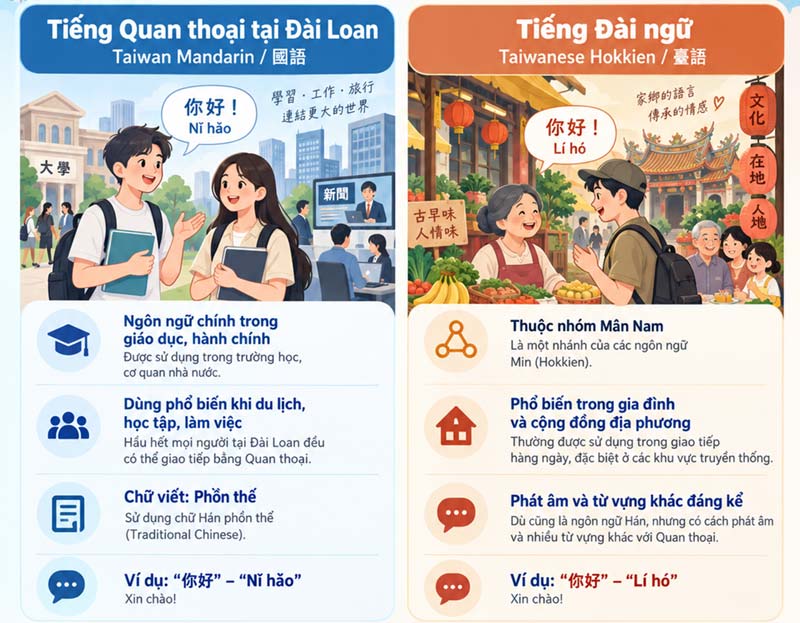 Lưu ý phân biệt tiếng Đài Loan