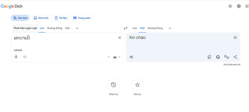 Dich tiếng Lào trên Google Dịch