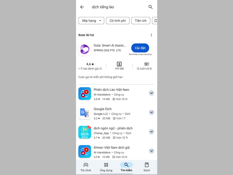 Dịch qua các app trên điện thoại