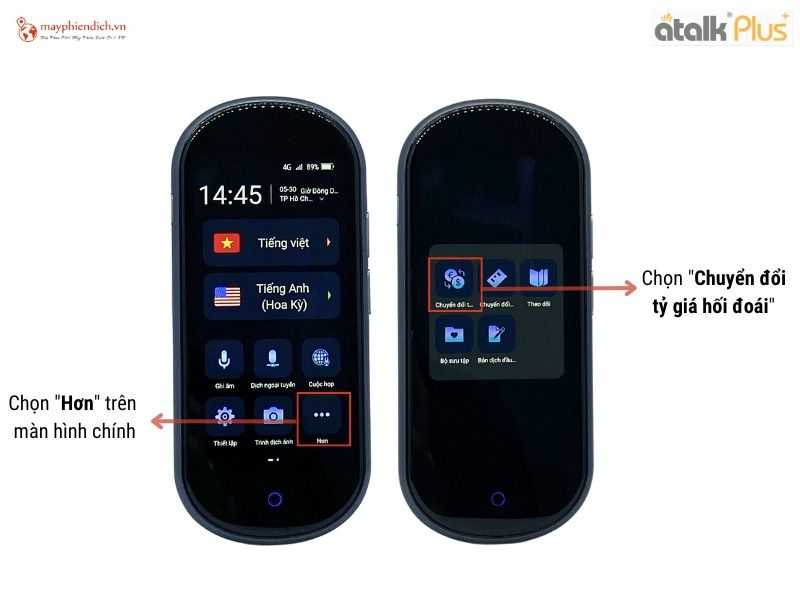 ATalk Plus còn được tích hợp tính năng chuyển đổi tiền tệ và đơn vị đo lường