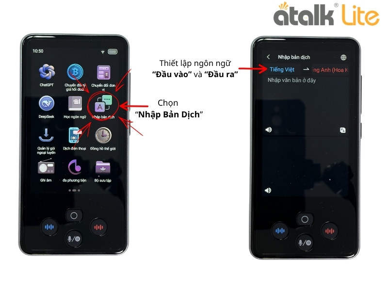 Các Bước Dịch Văn Bản Cho Máy Phiên Dịch ATalk Lite