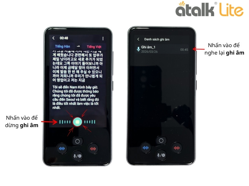 Dùng Tính Năng Dịch Ghi Âm Trên Máy Dịch ATalk Lite Với Các Bước Đơn Giản