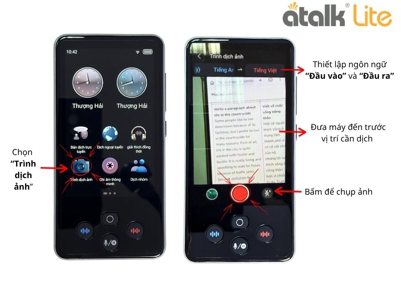 Tính Năng Dịch Hình Ảnh Trên Máy Phiên Dịch ATalk Lite