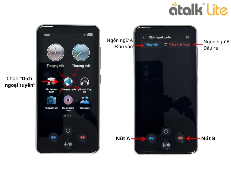 Tính Năng Dịch Ngoại Tuyến Của Máy Phiên Dịch 2 Chiều ATalk Lite 
