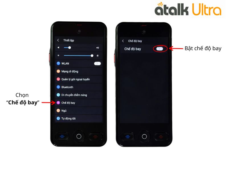 Cách Bật Chế Độ Bay Trên Máy Dịch Trực Tiếp ATalk Ultra Cách Bật Chế Độ Bay Trên Máy Dịch Trực Tiếp ATalk Ultra