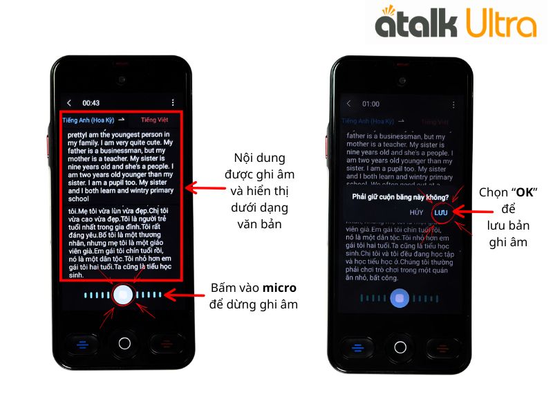 Cách Ghi Âm Và Phiên Dịch Nội Dung Trên ATalk Ultra Cách Ghi Âm Và Phiên Dịch Nội Dung Trên ATalk Ultra
