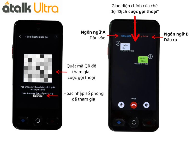 Cách Kết Nối Cuộc Gọi Dịch Thuật Bằng Mã QR Trên ATalk Ultra Cách Kết Nối Cuộc Gọi Dịch Thuật Bằng Mã QR Trên ATalk Ultra