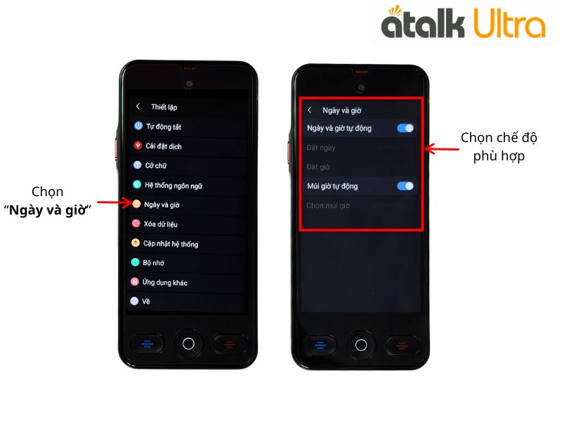 Cài Đặt Ngày Và Giờ Cho Máy Phiên Dịch ATalk Ultra Cài Đặt Ngày Và Giờ Cho Máy Phiên Dịch ATalk Ultra