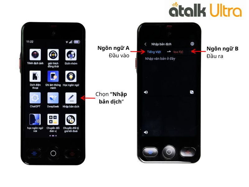 Hướng Dẫn Dịch Văn Bản Trên Máy Phiên Dịch ATalk Ultra Hướng Dẫn Dịch Văn Bản Trên Máy Phiên Dịch ATalk Ultra