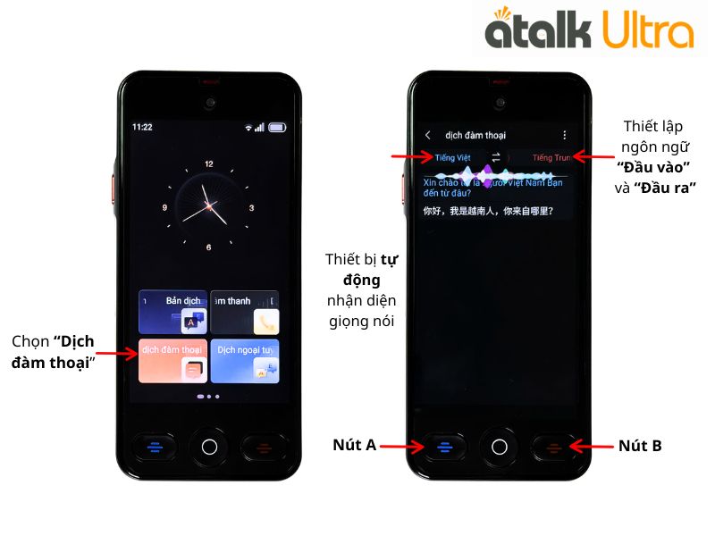 Hướng Dẫn Sử Dụng Tính Năng Dịch Đàm Thoại Trên ATalk Ultra Hướng Dẫn Sử Dụng Tính Năng Dịch Đàm Thoại Trên ATalk Ultra