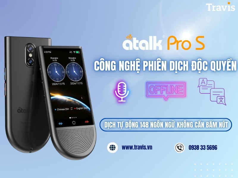 Máy Phiên Dịch ATalk Pro S Dịch Tự Động 148 Ngôn Ngữ Không Cần Bấm Nút
