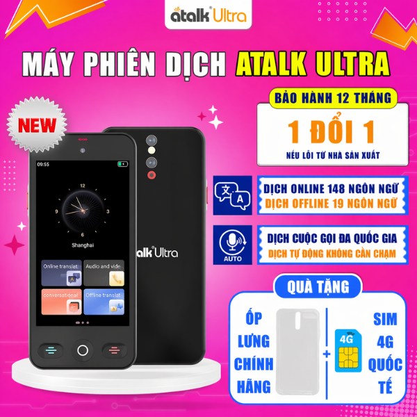 Máy Phiên Dịch Cuộc Gọi Đa Quốc Gia ATalk Ultra - Bảo Hành 12 Tháng Chính Hãng Khi Mua Tại Travis.VN