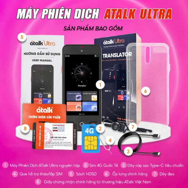 Unboxing Máy Phiên Dịch Cầm Tay ATalk Ultra Bao Gồm