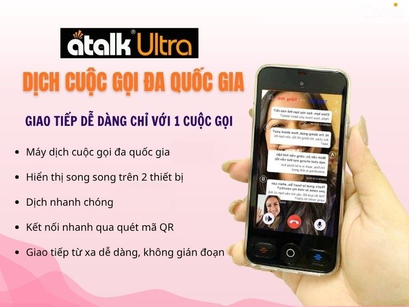 Máy Phiên Dịch Cầm Tay ATalk Ultra - Dịch Cuộc Gọi Đa Quốc Gia Máy Phiên Dịch Cầm Tay ATalk Ultra - Dịch Cuộc Gọi Đa Quốc Gia